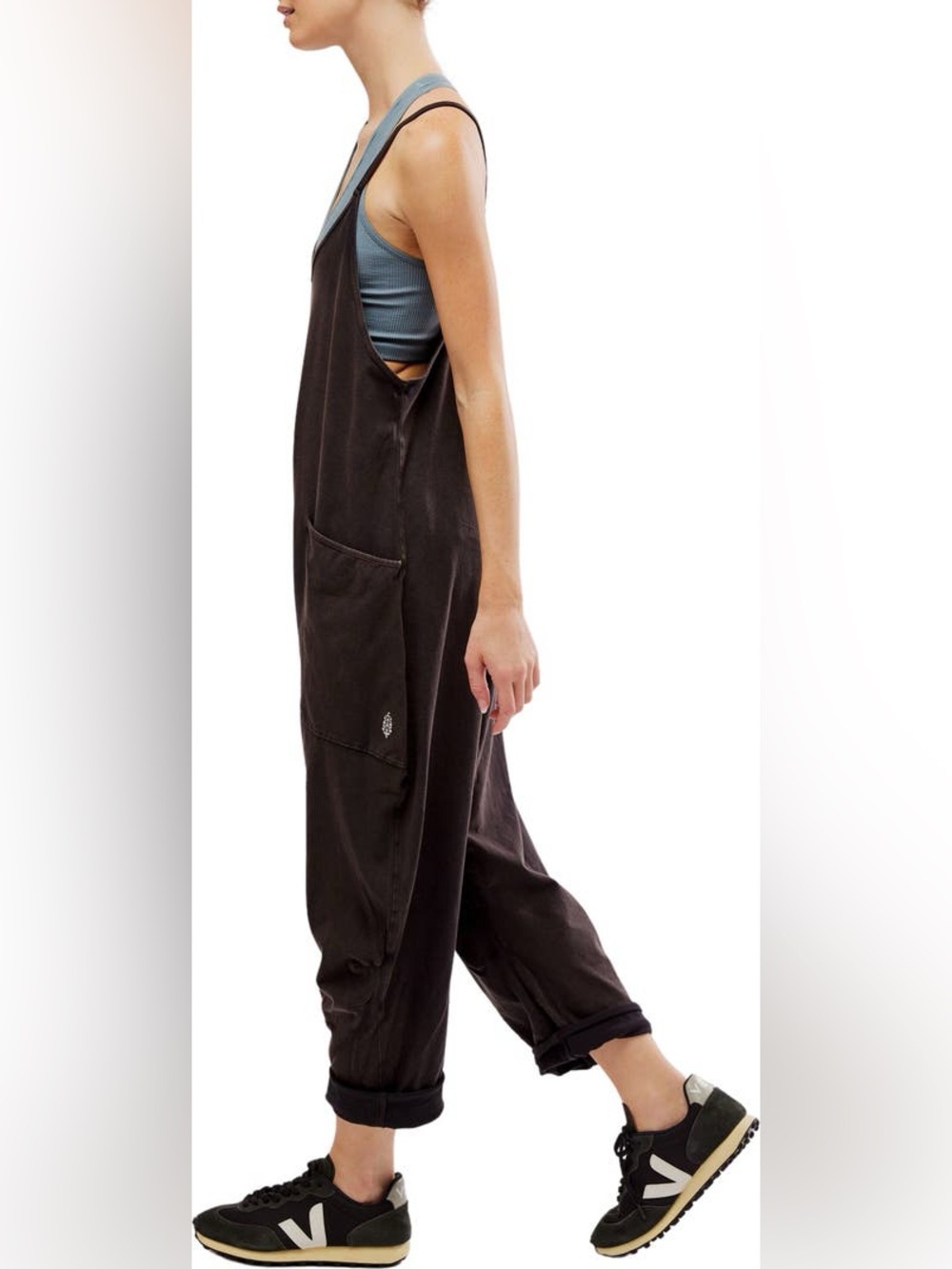 FP Movement Hot Shot Free People Black Washed Overalls SOFT Oversized Look - Picture 3 of 7